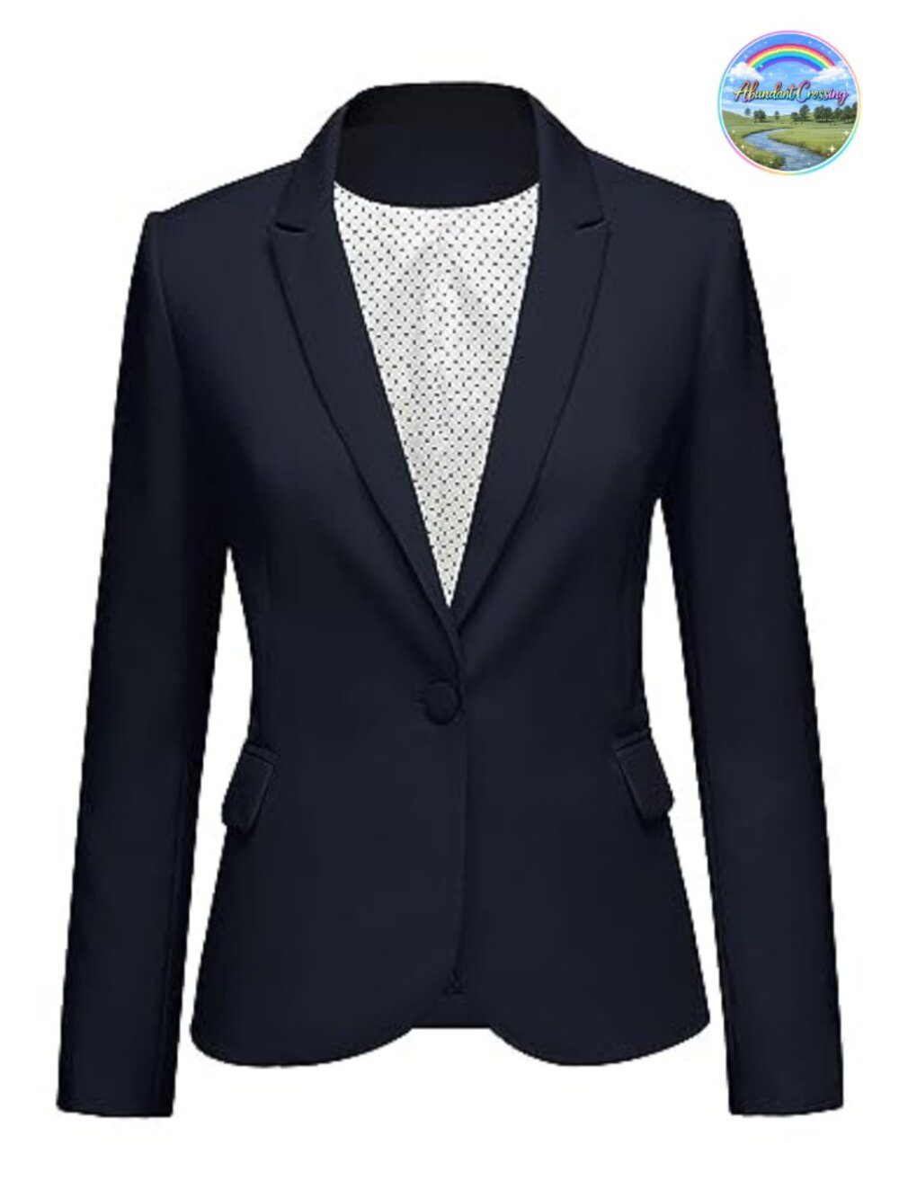 Women Blazer Long Sleeve Notch Lapel One Button Business Casual Suit Jacket
